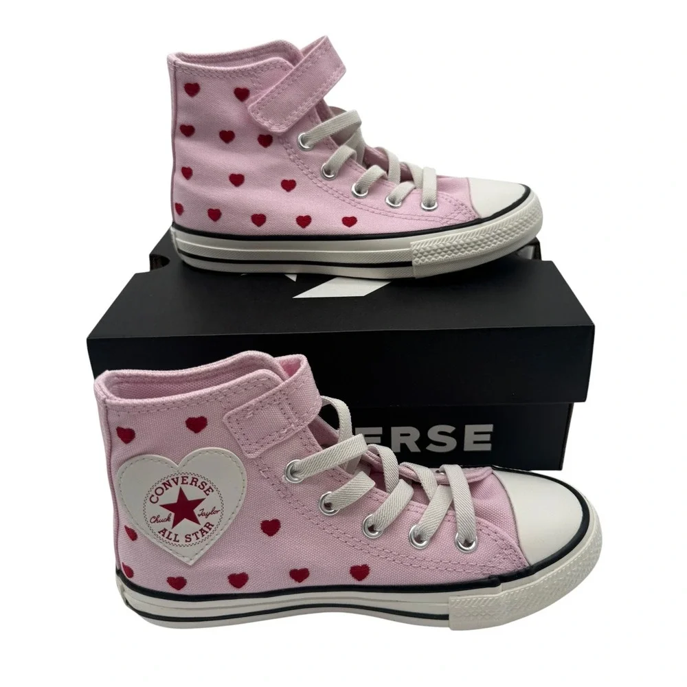 Converse Kids Chuck Taylor All Star Hearts & Roses Pink High Top Shoes 13 NIB